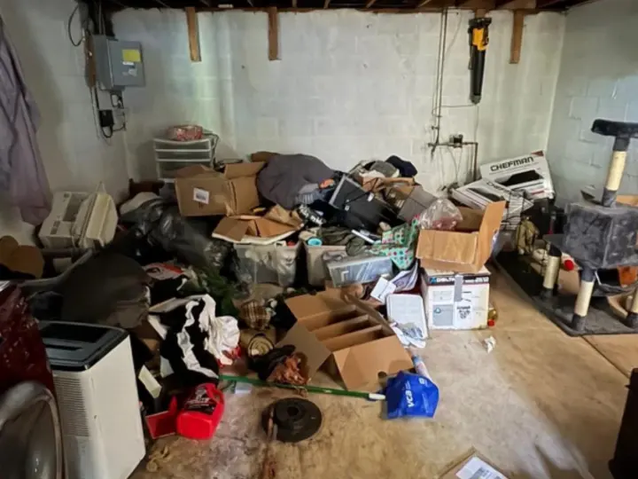 Garage before a Load & Go cleanout in St. Catharines
